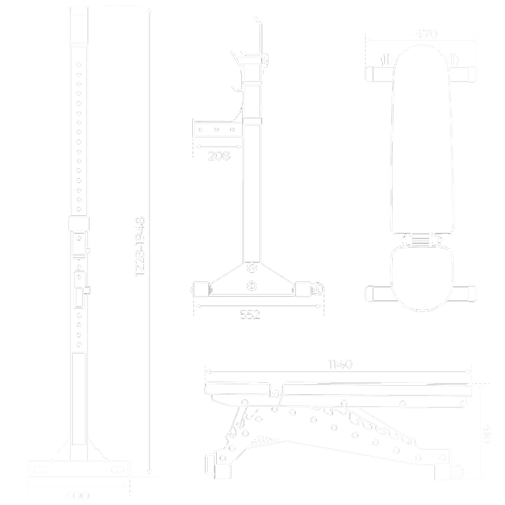Données techniques - Banc d'entraînement multifonction avec support pour barre