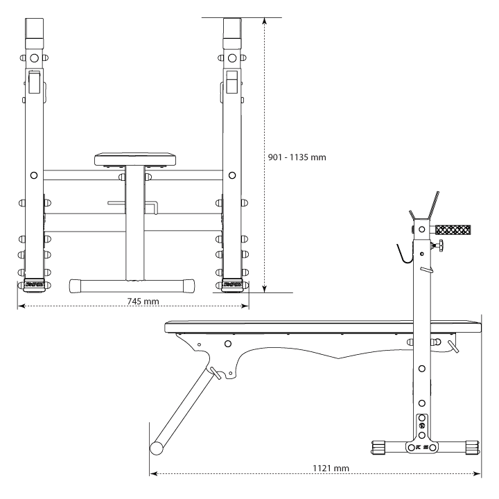 Données techniques - Banc d'haltères avec des poids de 100 kg