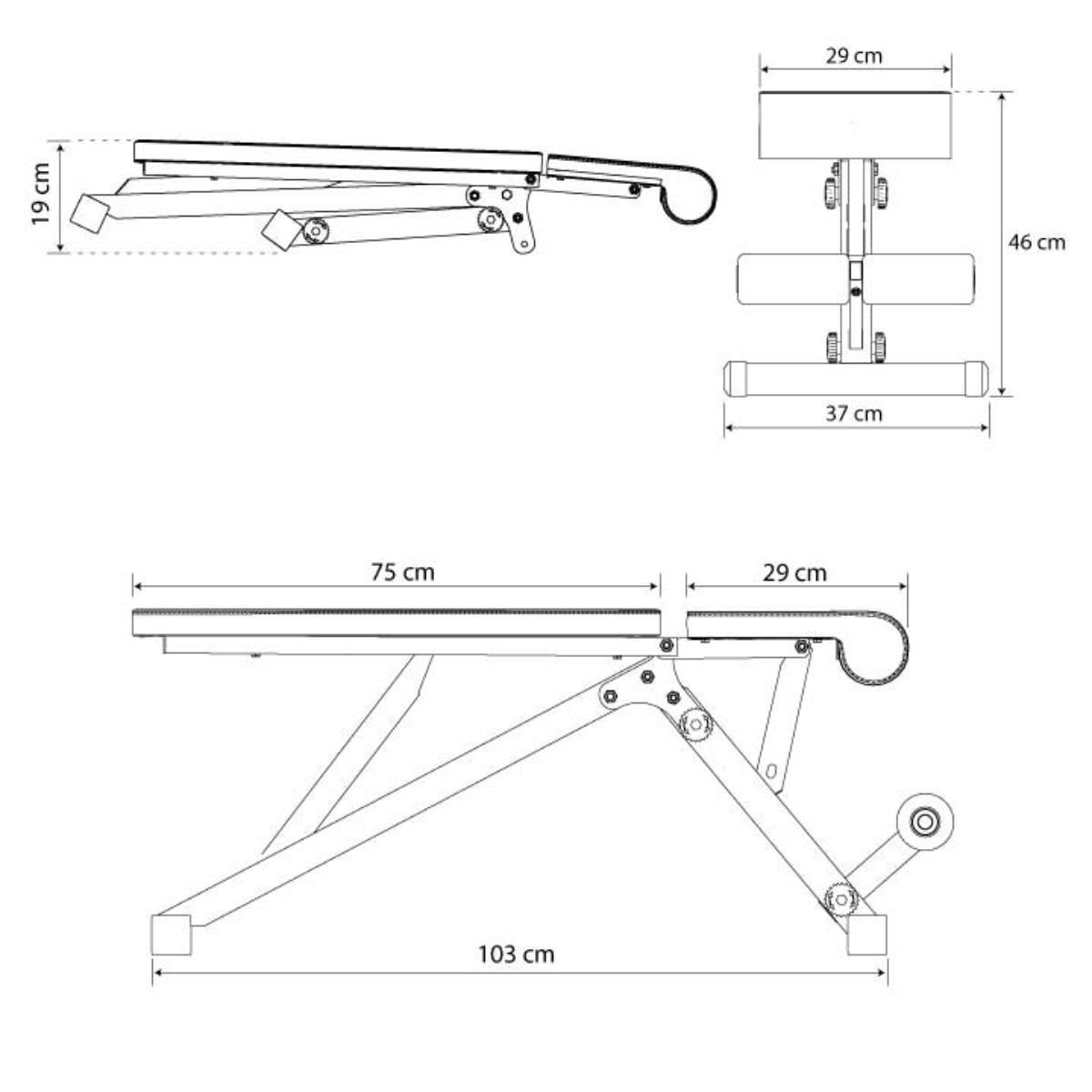 Données techniques banc de musculation pliable