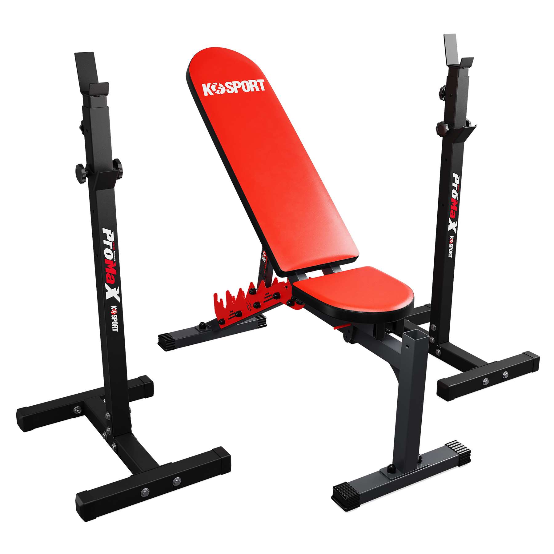 Banco de entrenamiento K-Sport con soportes sobre alfombra protectora
