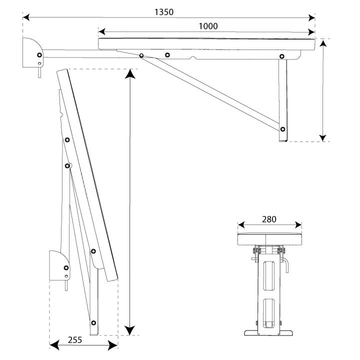 Datos técnicos - Banco de pesas plegable para montaje en pared