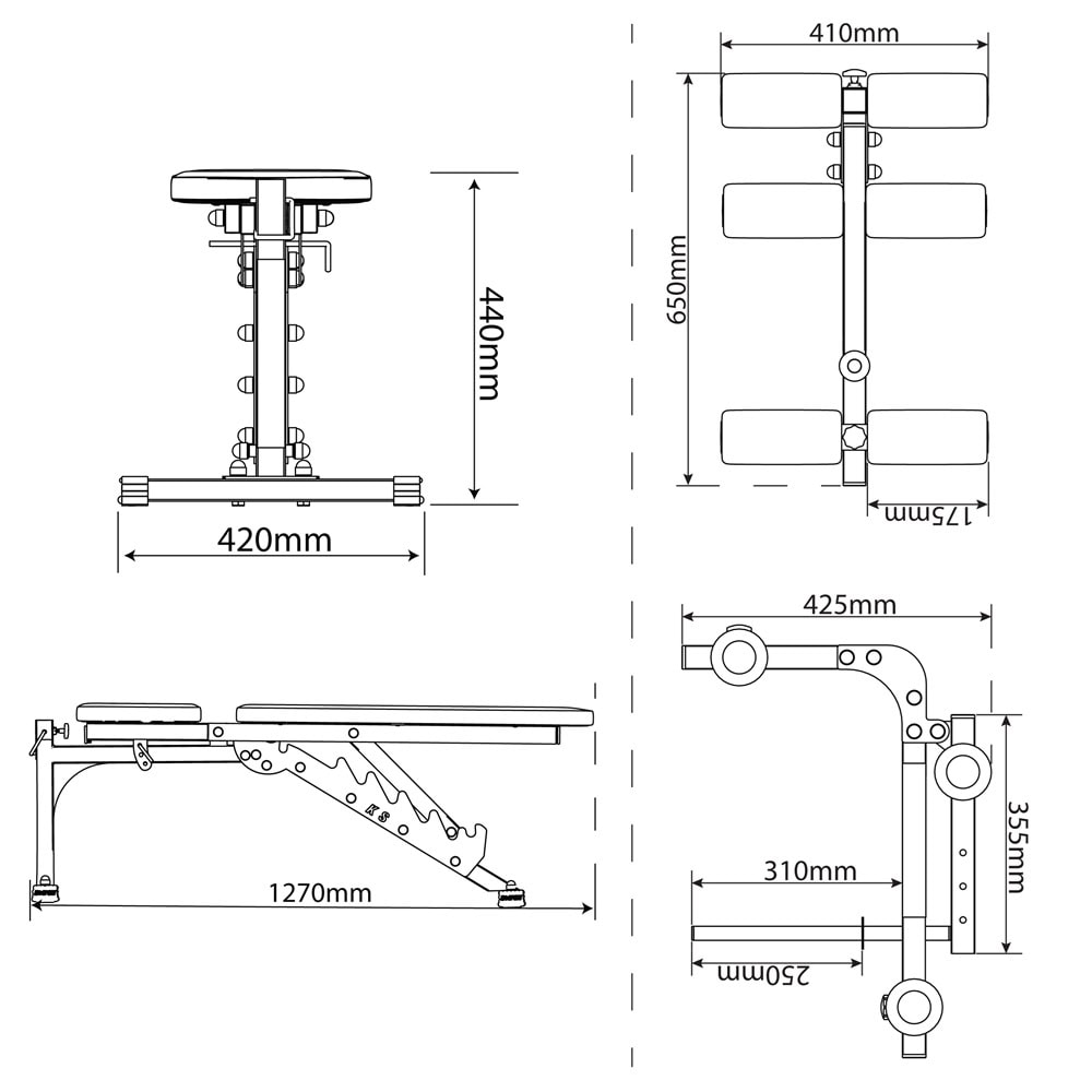 Datos técnicos - Banco musculación extensión de piernas y curl