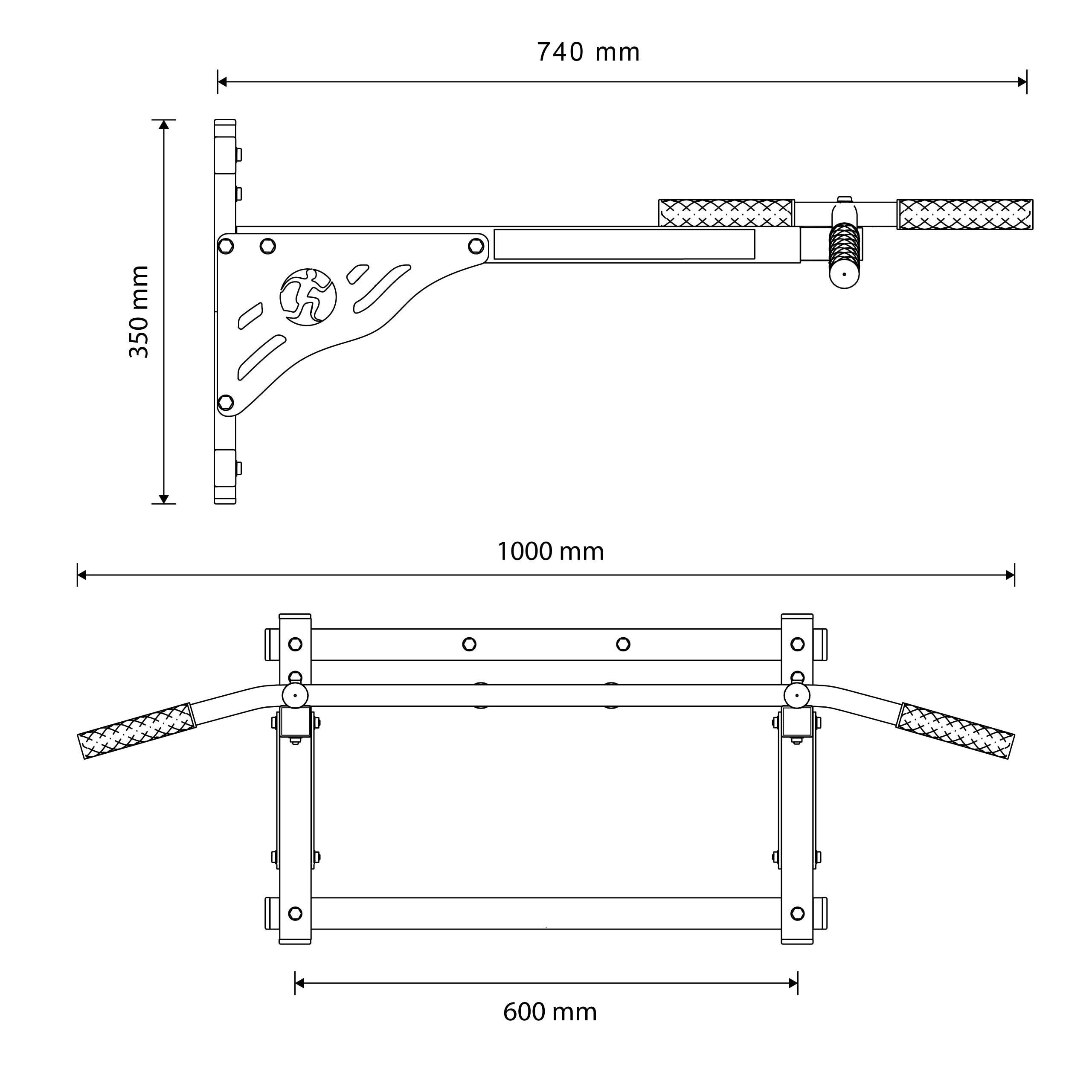 Datos técnicos - Barra de dominadas pared con soporte para saco de boxeo