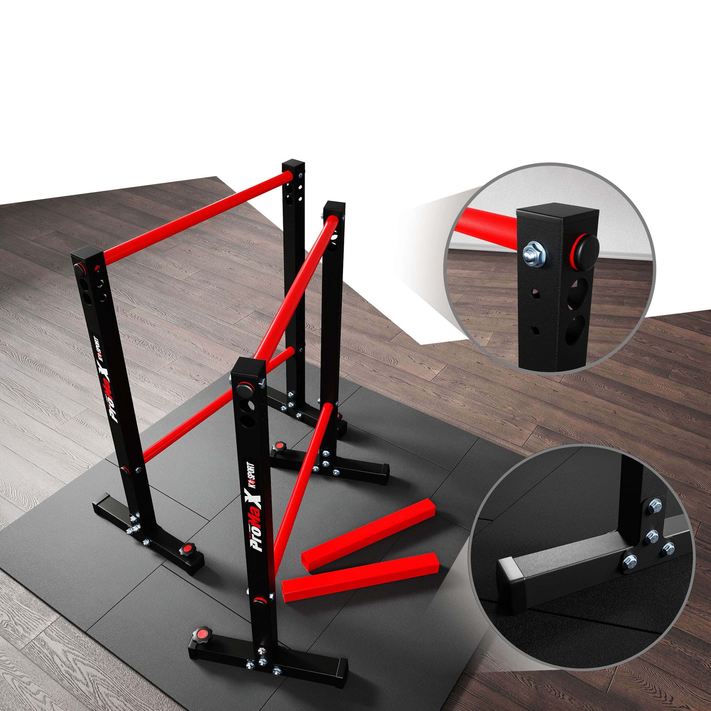 Barras paralelas K-Sport con refuerzos rojos