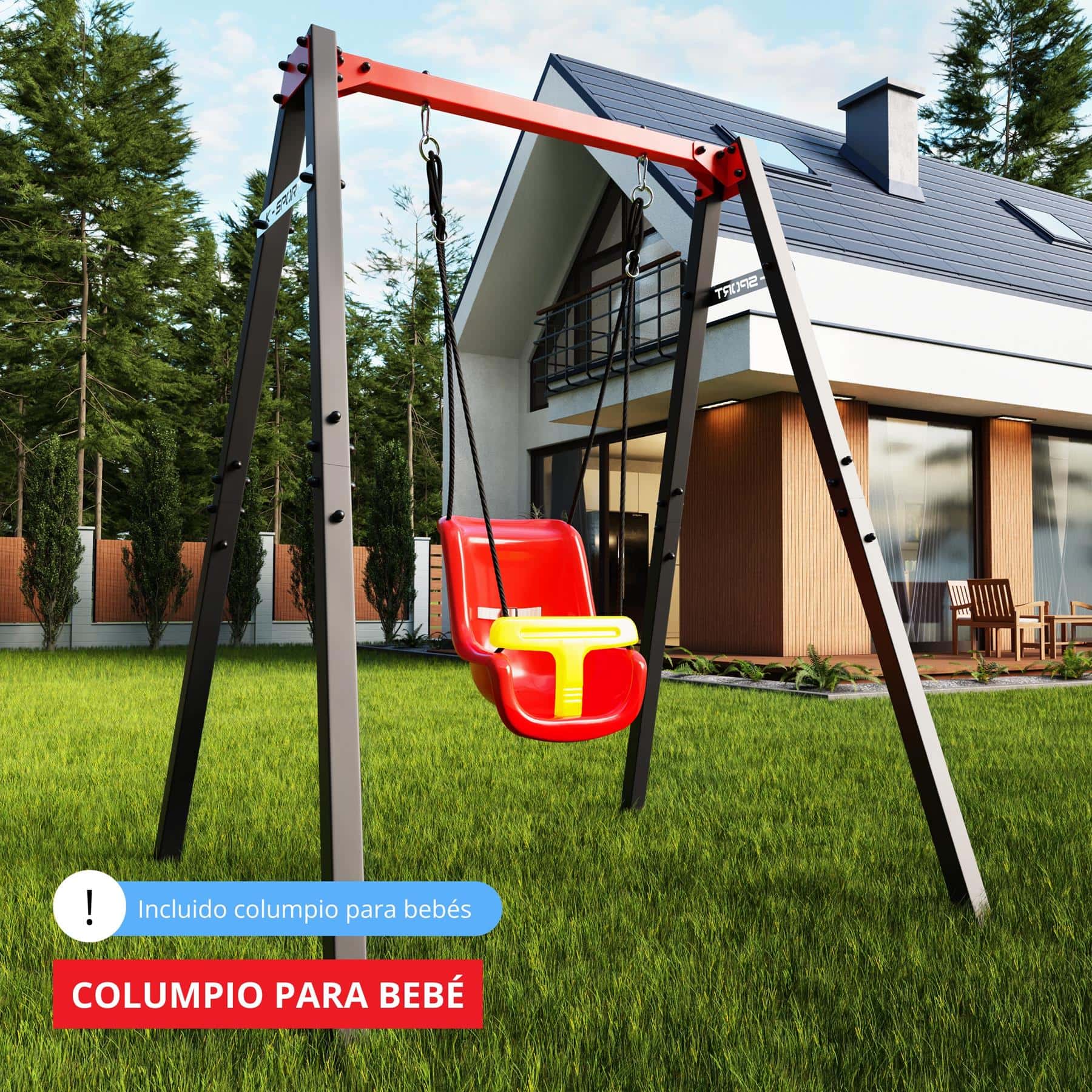 Columpio para bebés K-Sport con estructura, perfecto para los más pequeños y actividades versátiles en el jardín