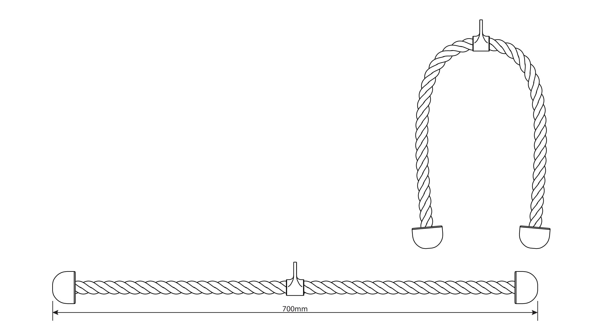 Données techniques - Corde triceps pour stations de musculation