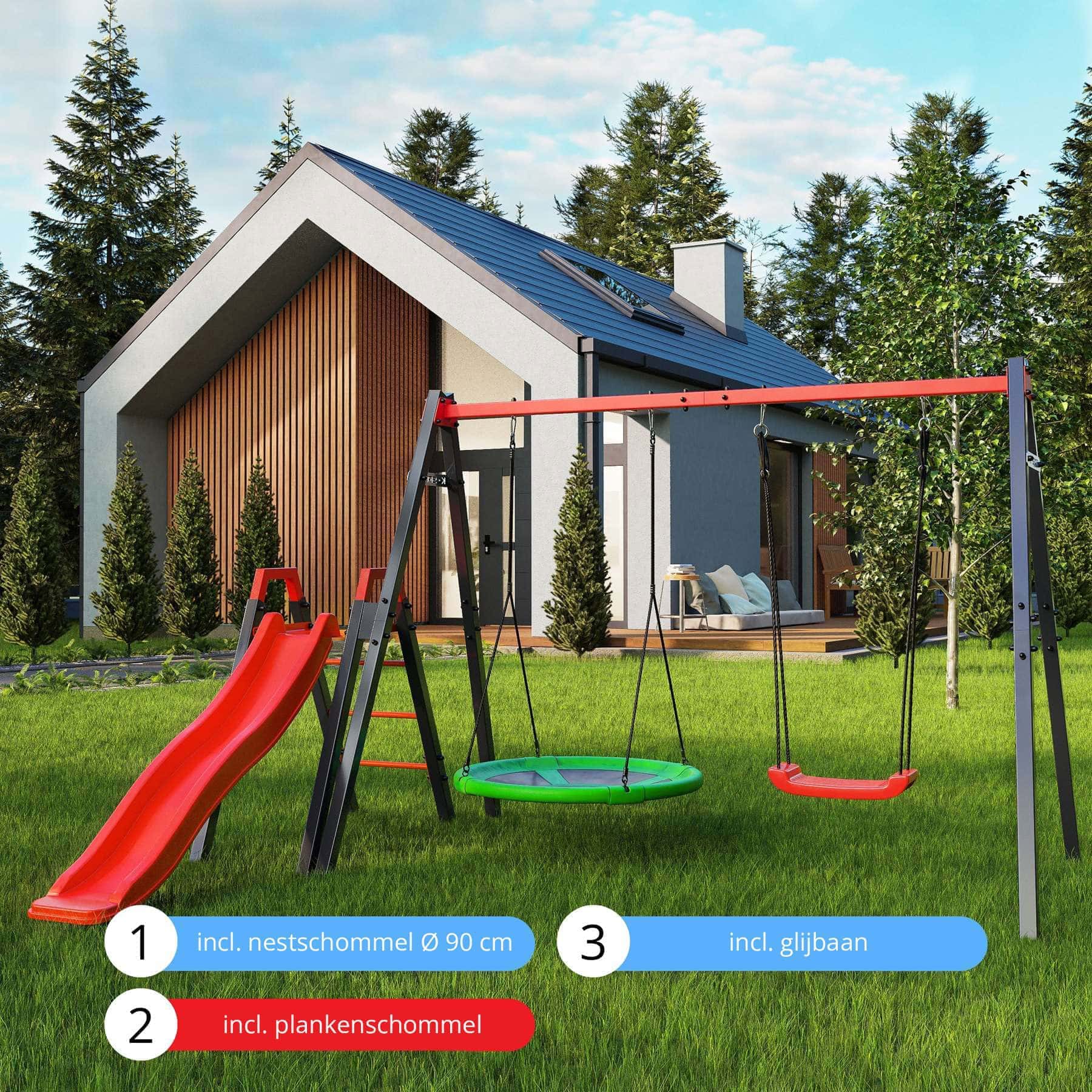 Inklapbare Glijbaan Blauw met Trap – Compact Speelplezier voor Kinderen