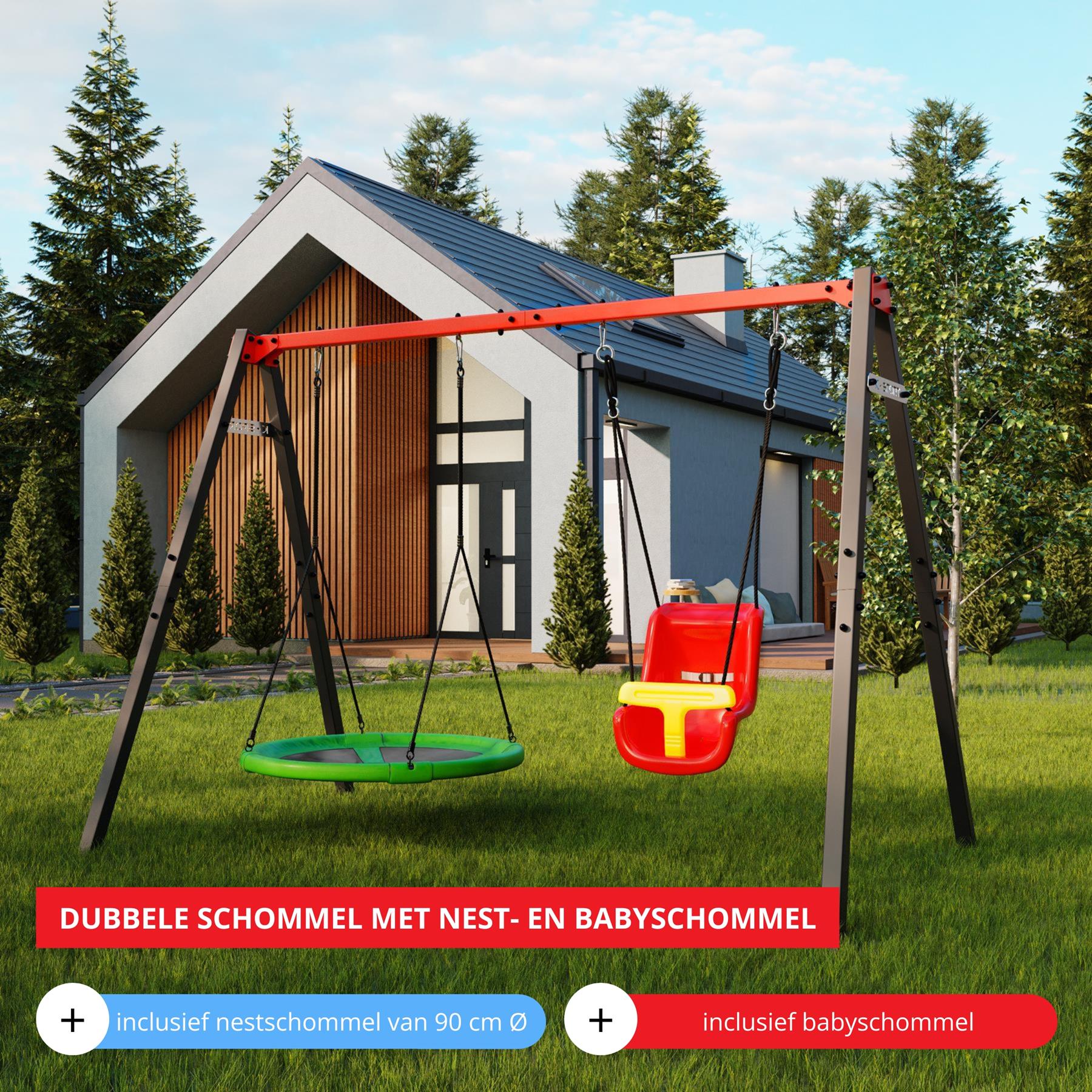 Schommel met nestschommel en babyschommel
