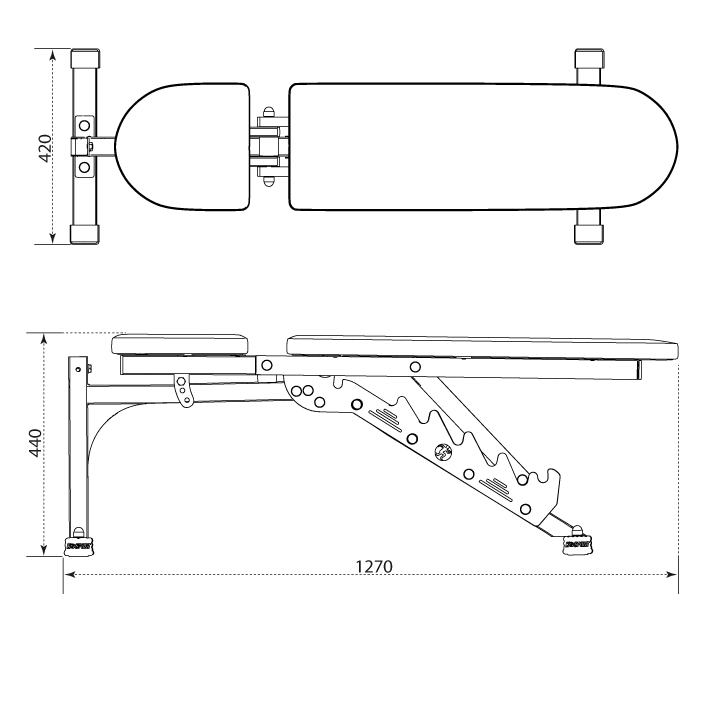 Données techniques - Banc d'haltères réglable pour l'entraînement avec haltères