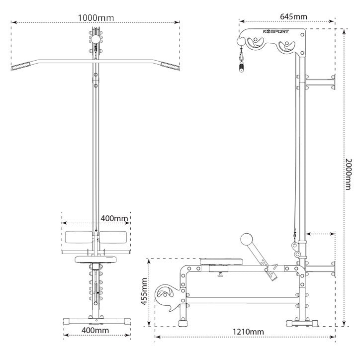 Datos técnicos - Estación de poleas de pared – Multi Lat Tower