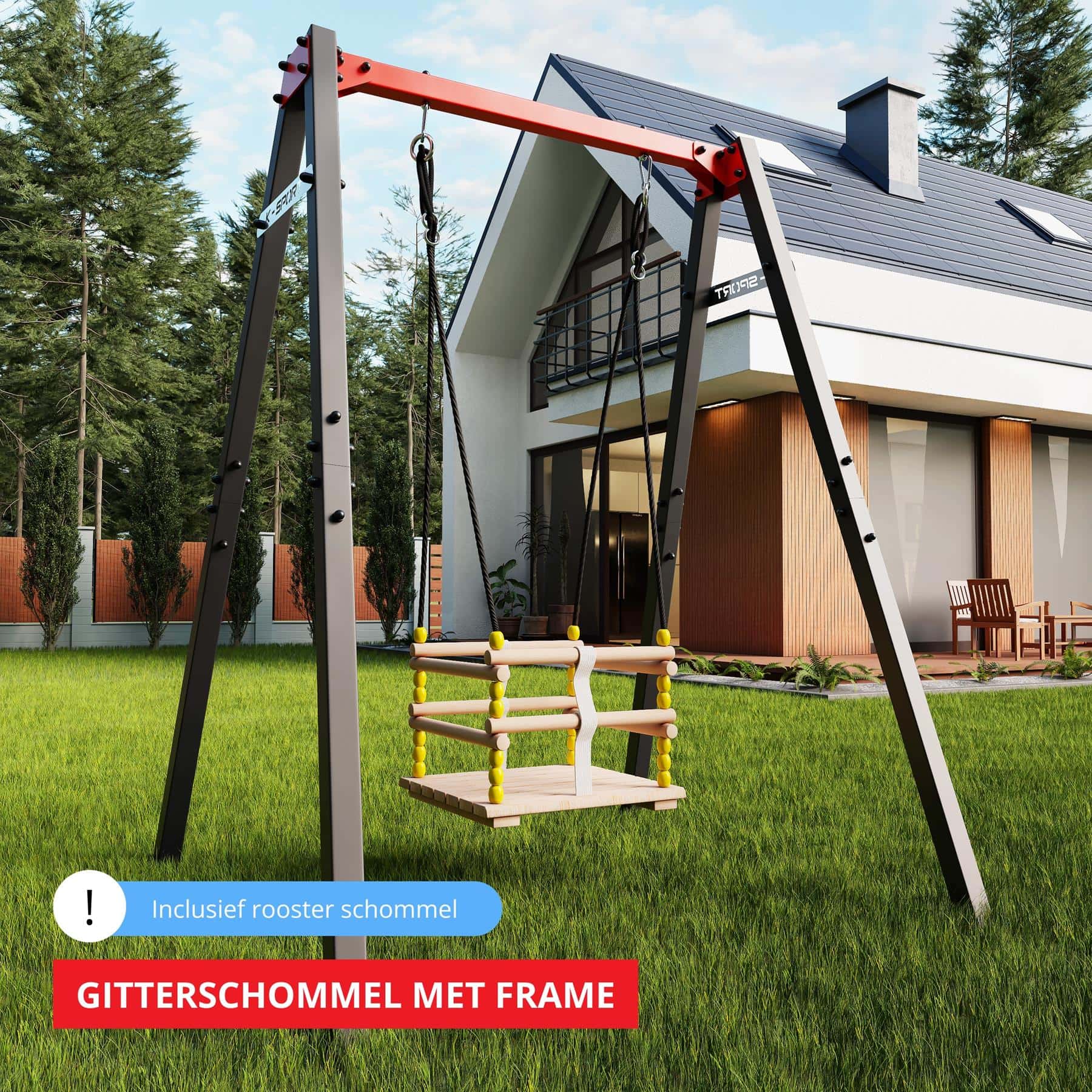 K-Sport hekjes-schommel met stabiel frame, ideaal voor kinderen en veelzijdige activiteiten in de tuin