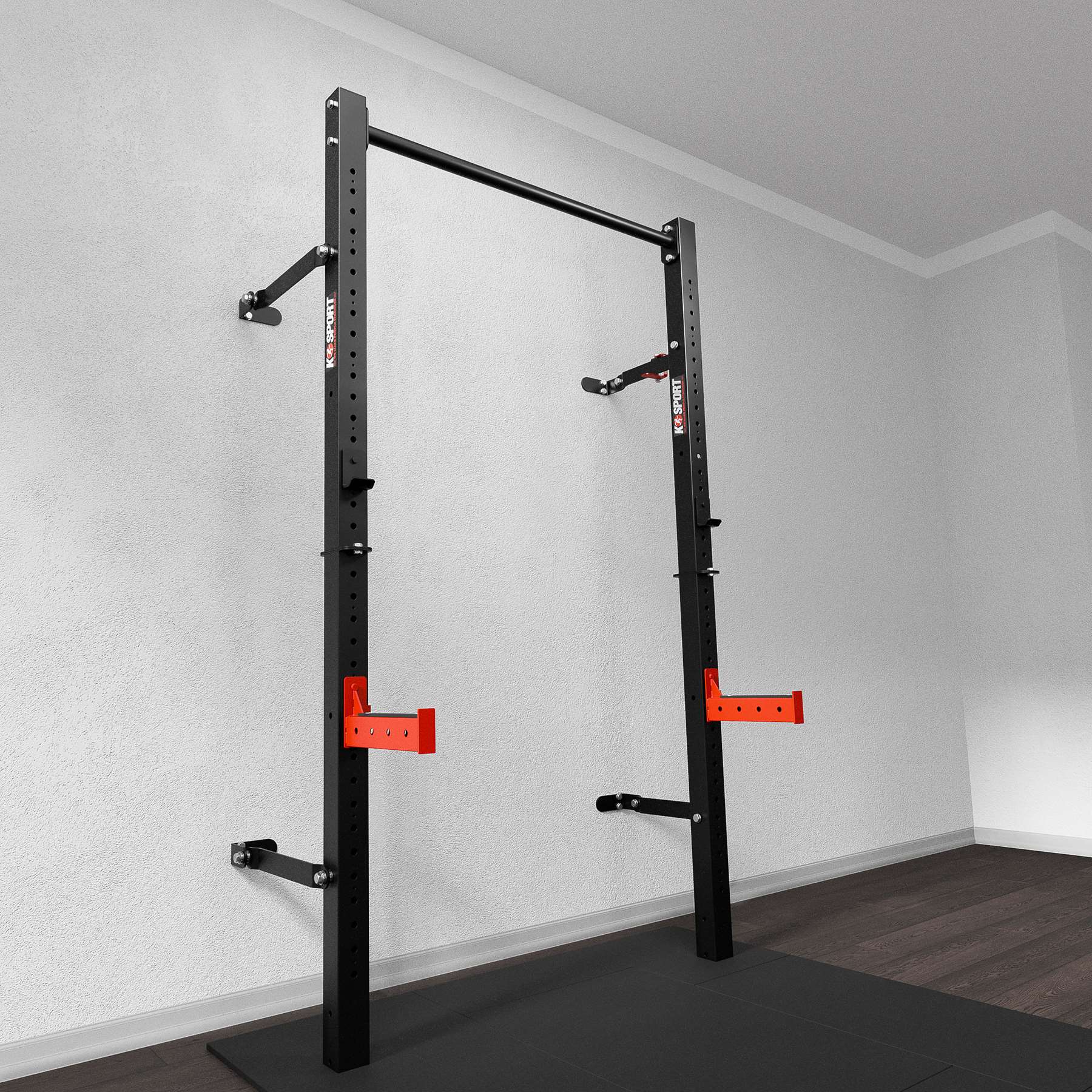 K-Sport Half Rack plegable montado en la pared – equipo de fitness robusto para entrenamientos efectivos en casa