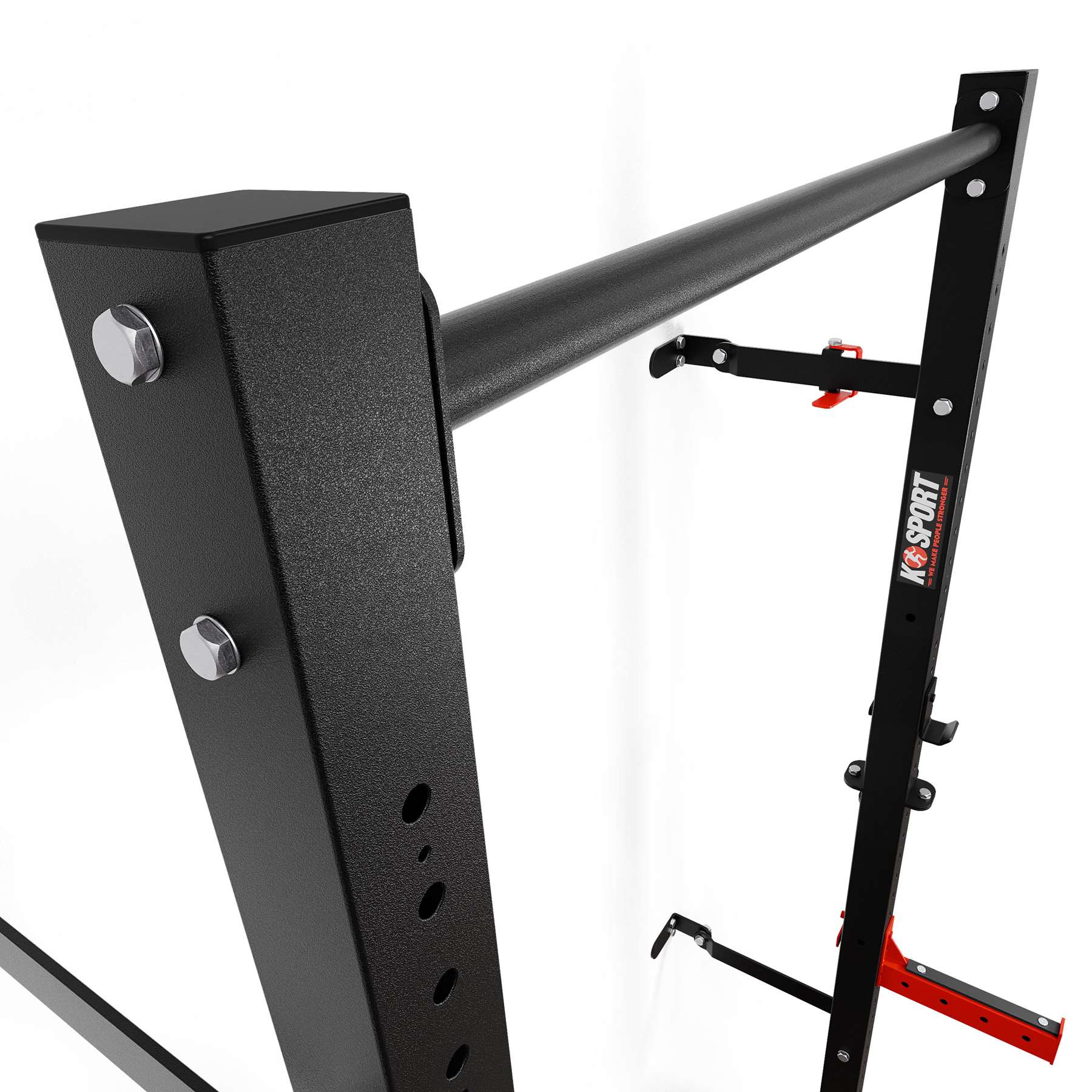 Detalle del Half Rack plegable de K-Sport – estructura metálica estable para entrenamientos seguros