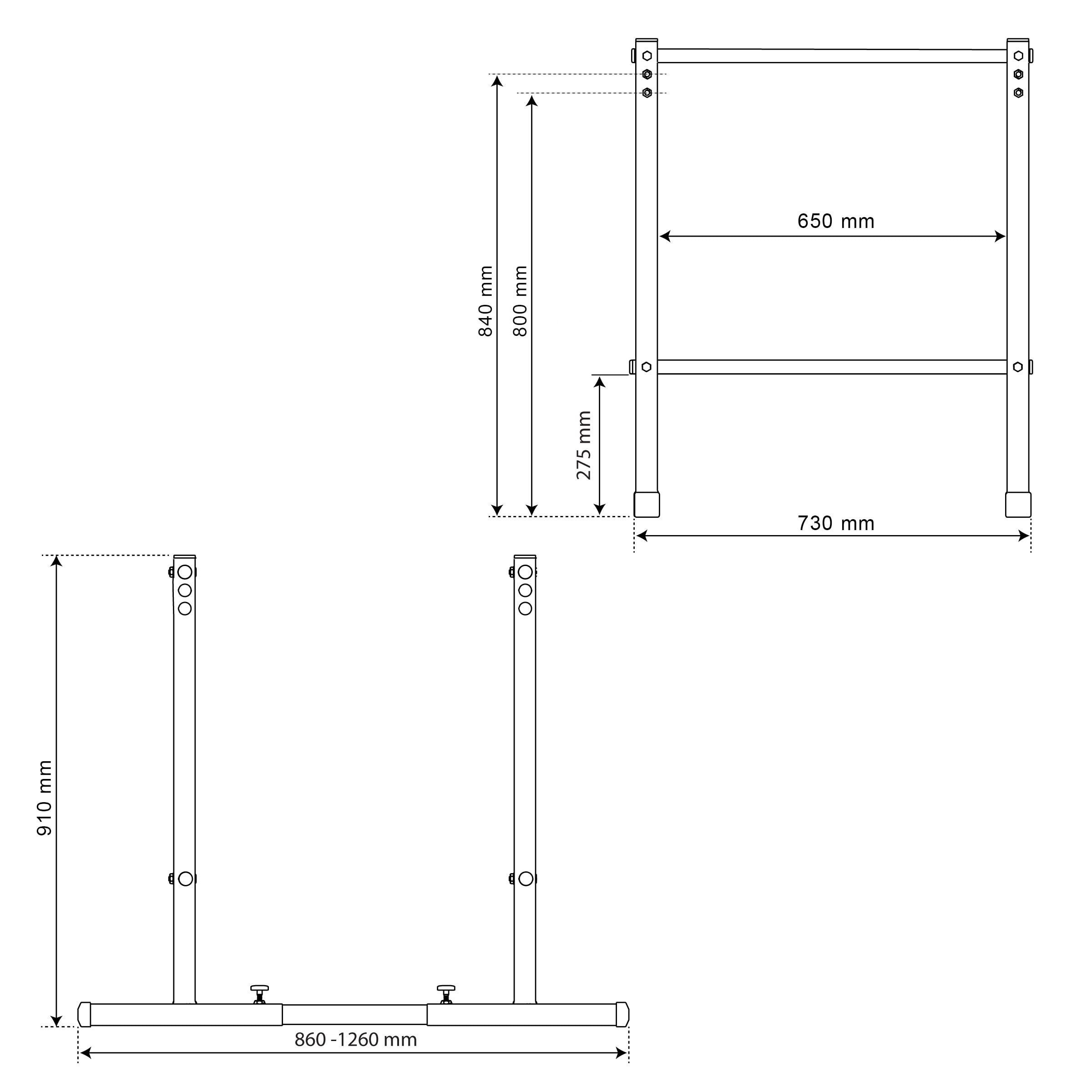 Technische gegevens - Hoge dip bars voor dips