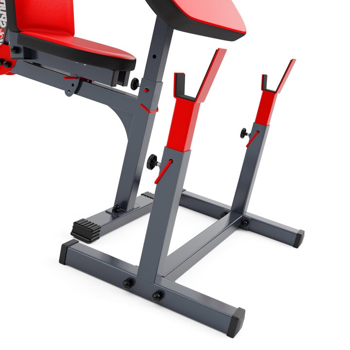 Vue de la banc de musculation avec réglages ajustables