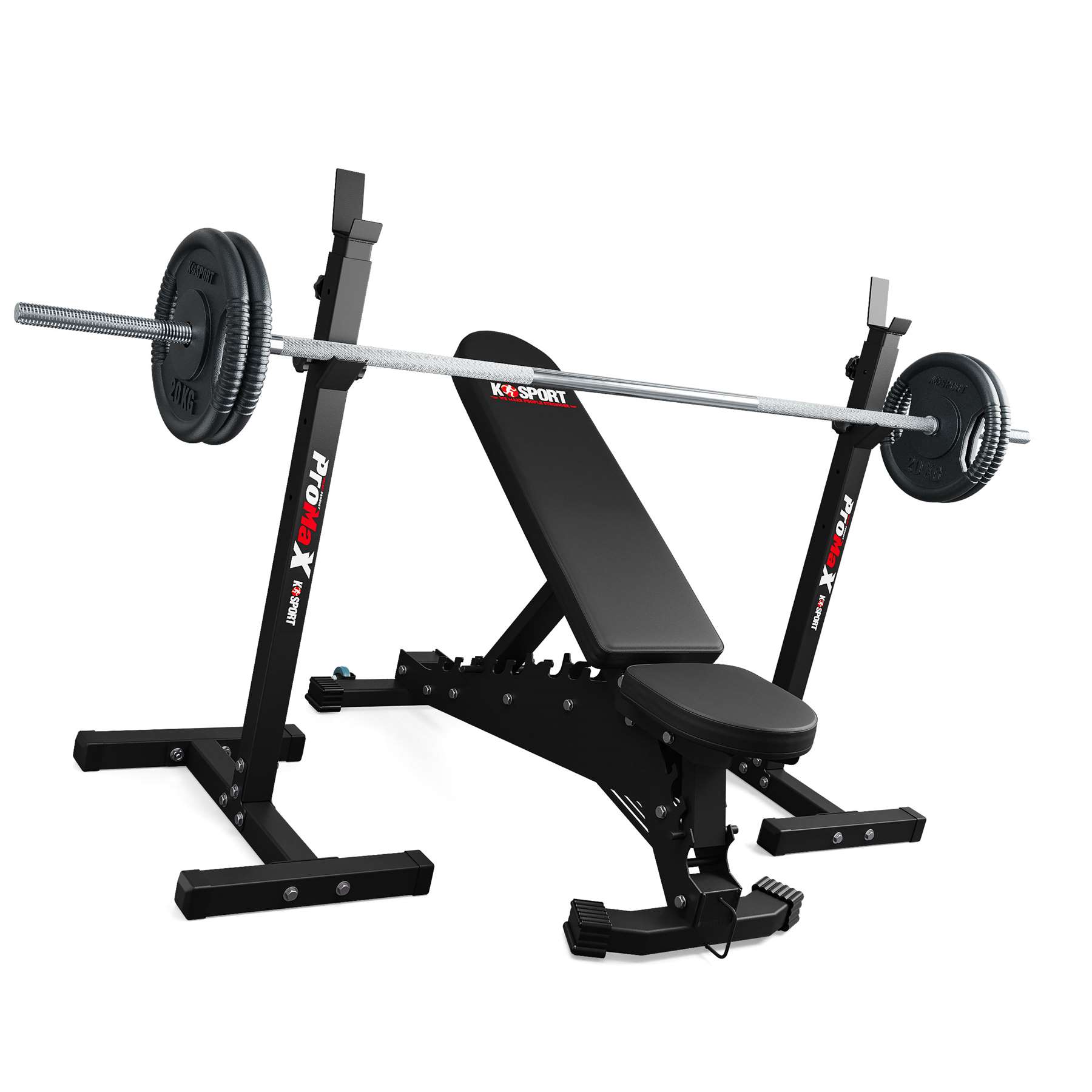 Close-up van de K-Sport Langhantelstandaard met focus op de houder