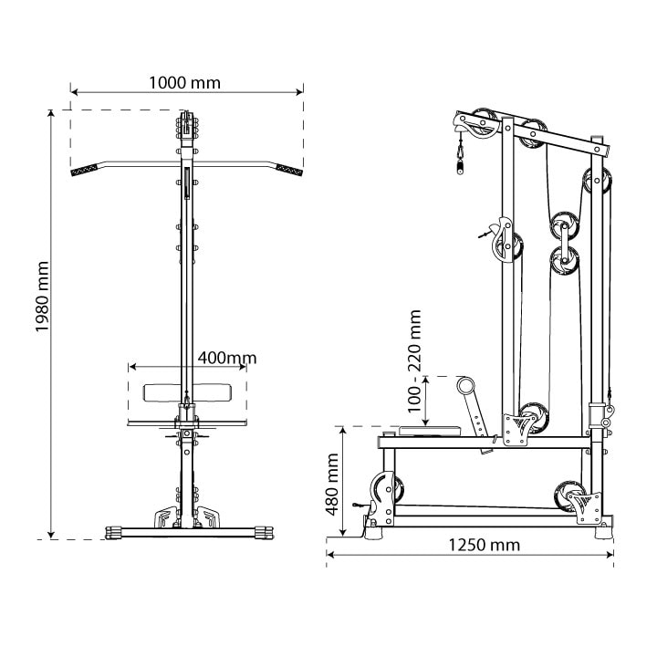 Dati tecnici - Lat machine tricipiti e pulley