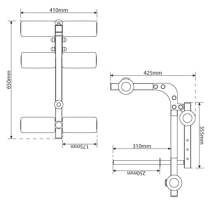 Dati tecnici - Leg curl per panca