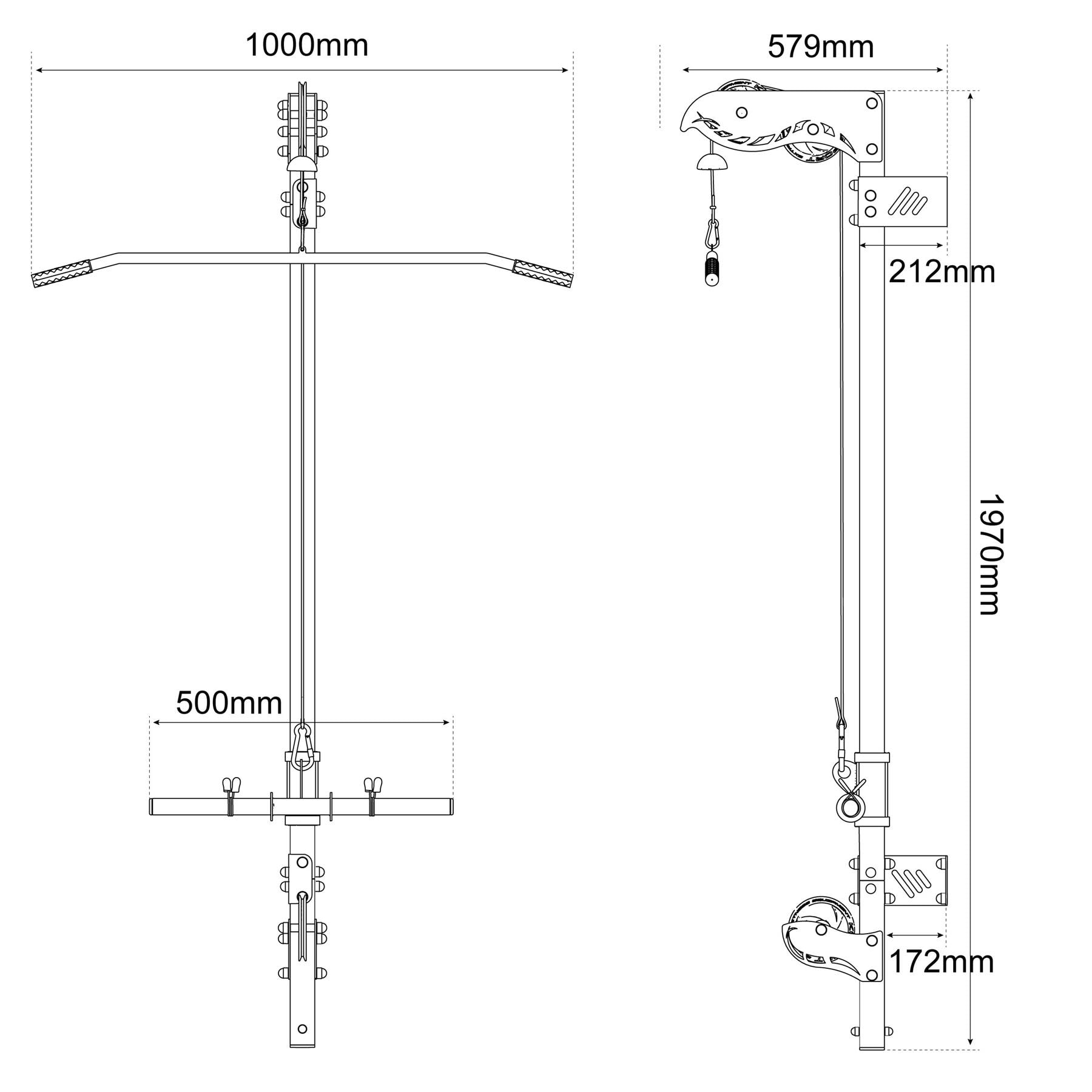 Datos técnicos - Máquina jalón al pecho para montar en la pared