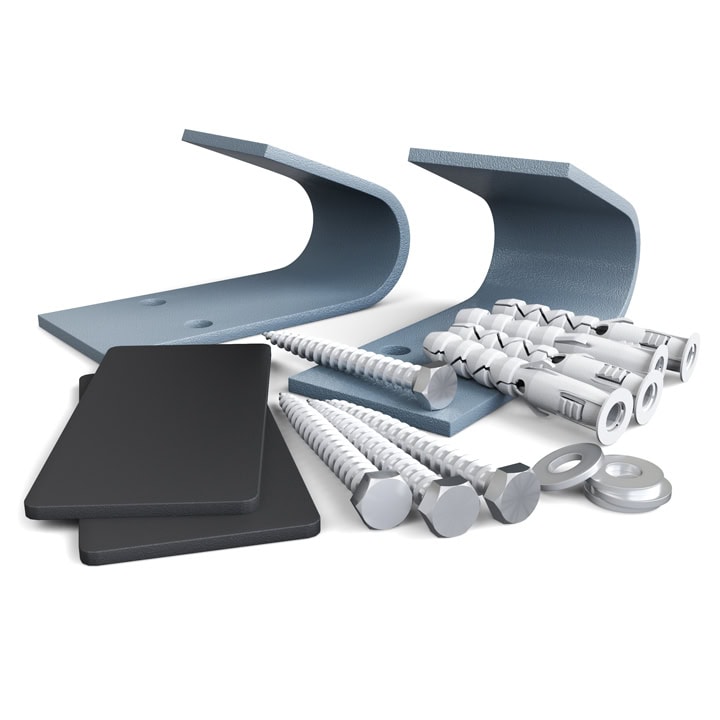 Montagehaken mit Dübeln und Schrauben