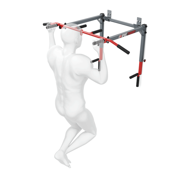 Oefeningen Trekstang + Dip Station voor wandmontage 2-in-1
