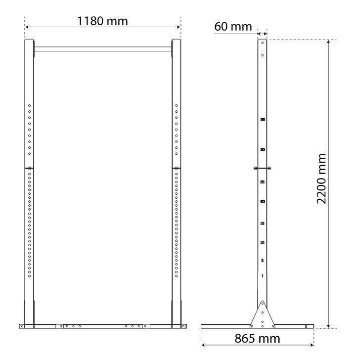 Datos técnicos - Soporte de sentadillas masivo - Squat Rack