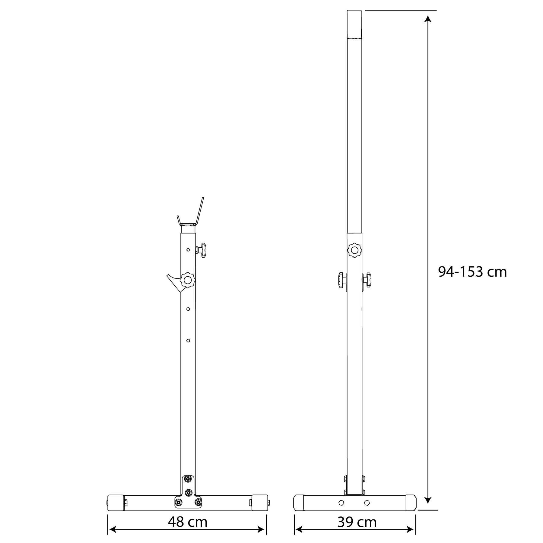 Datos técnicos - Soporte para barra con soporte para barra