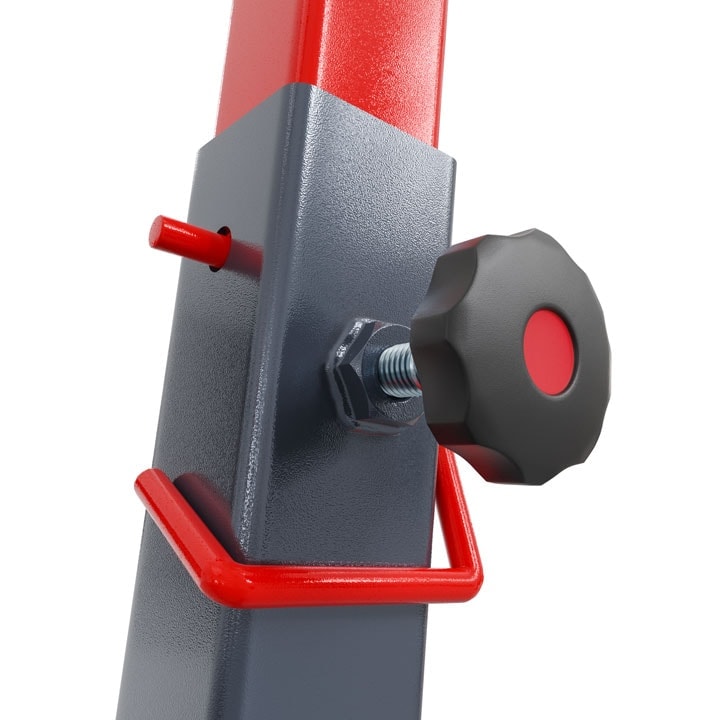 Zijaanzicht vergrendelingspen en draaiknop