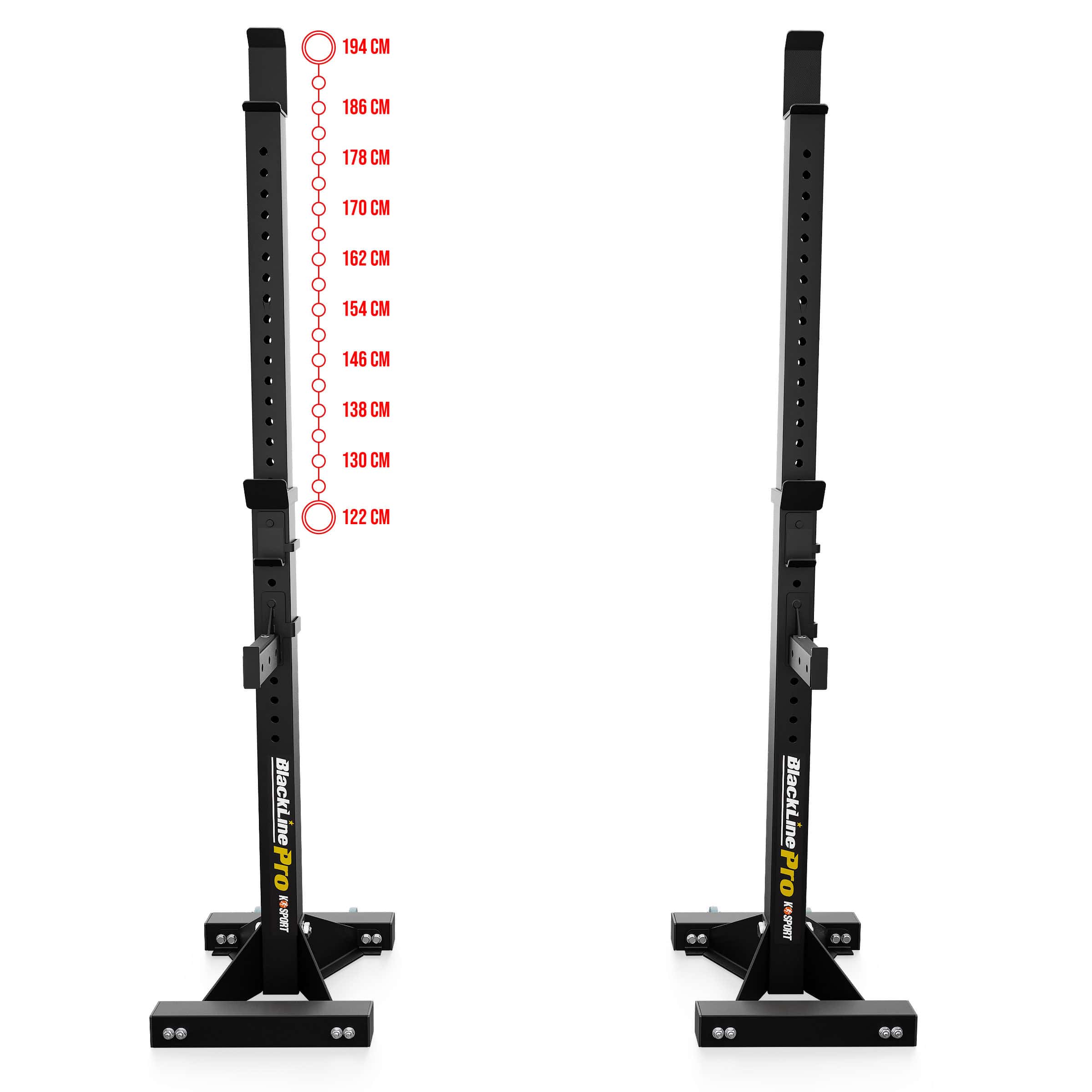 Regolazione in altezza del supporto bilanciere K-Sport da 122 a 194 cm – 19 livelli