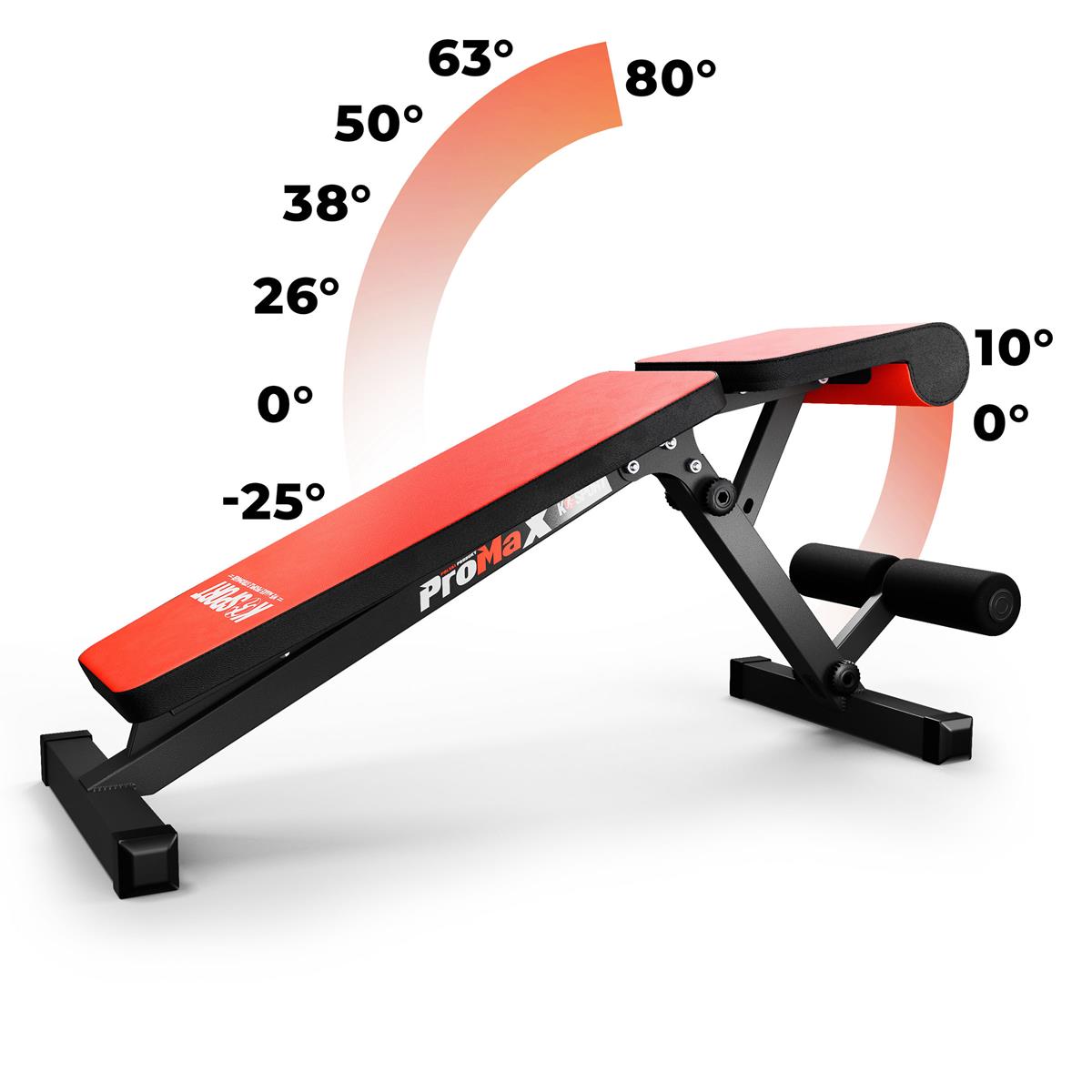 Vue latérale du banc de musculation avec plusieurs angles d'inclinaison