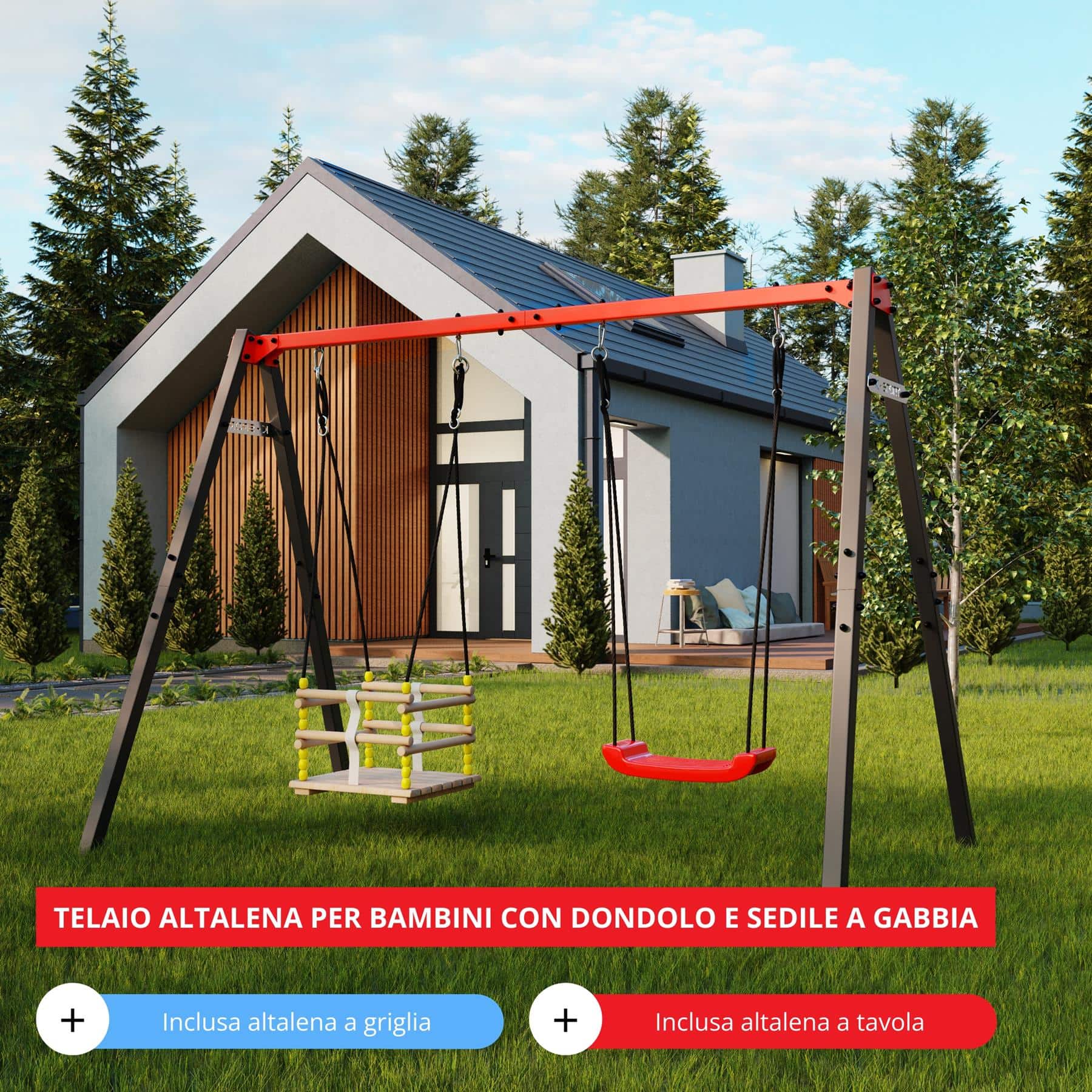 Cinghia Per Altalena Con Moschettone 25 Cm – Nylon Commerciale E Acciaio, Portata 200 Kg, Ideale Per Altalene, Amache, Sedie Sospese, Per Esterno E Interno, Fissaggio Rapido Senza Trapano