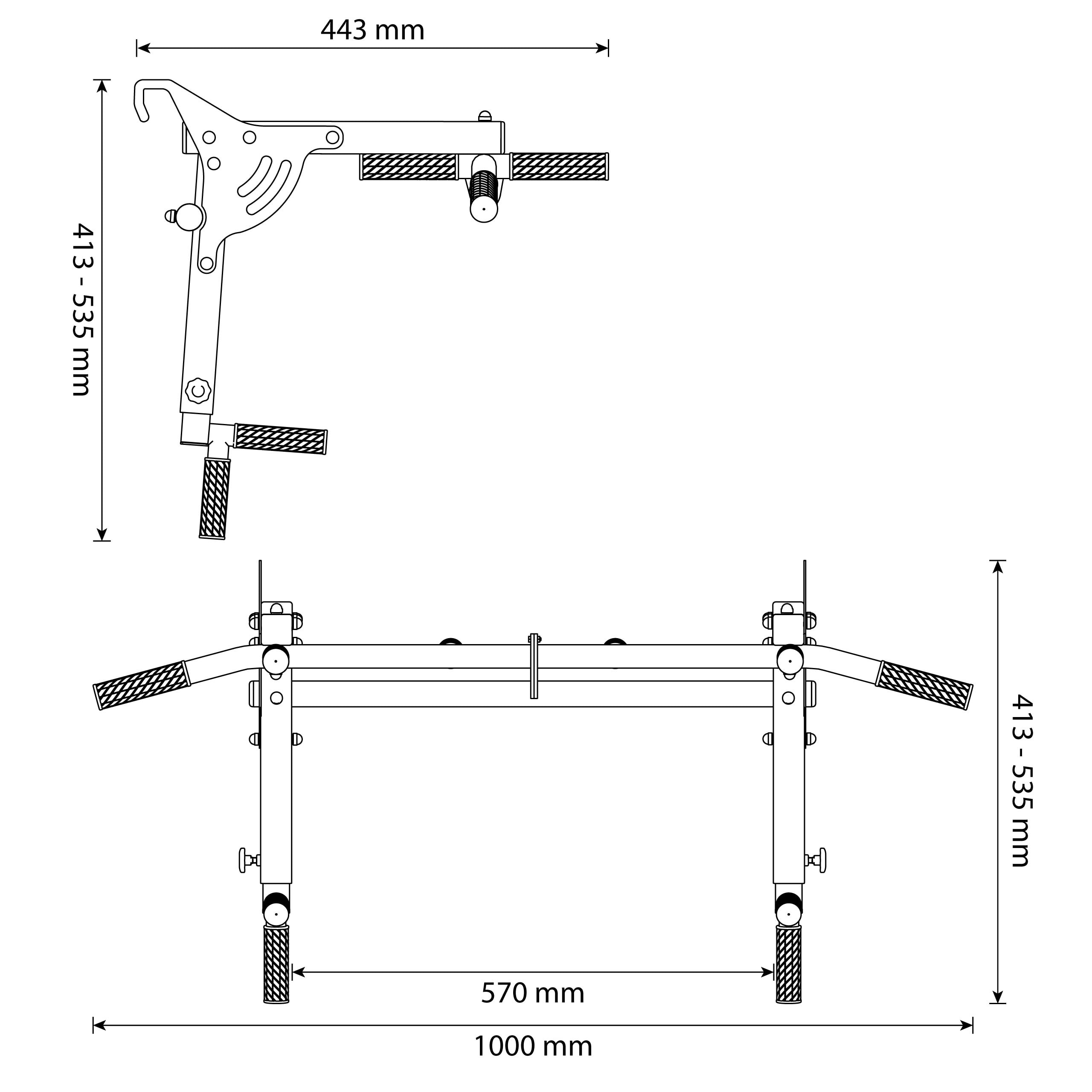 Technische gegevens - Trekstang + dip station voor wandrekken 2in1