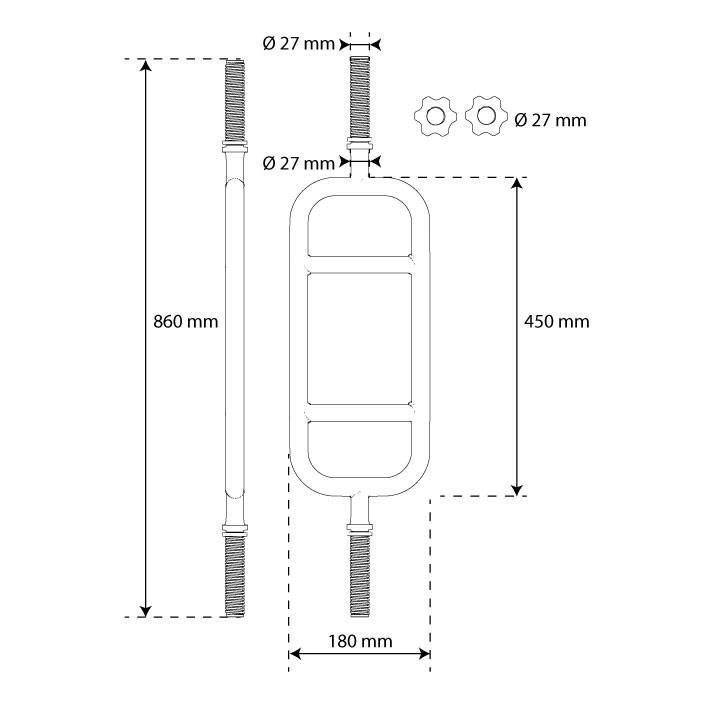 Technische gegevens Triceps halterstang