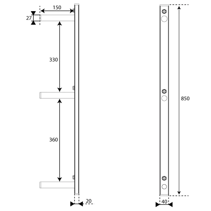 Datos técnicos - Soporte de pared para discos de pesas