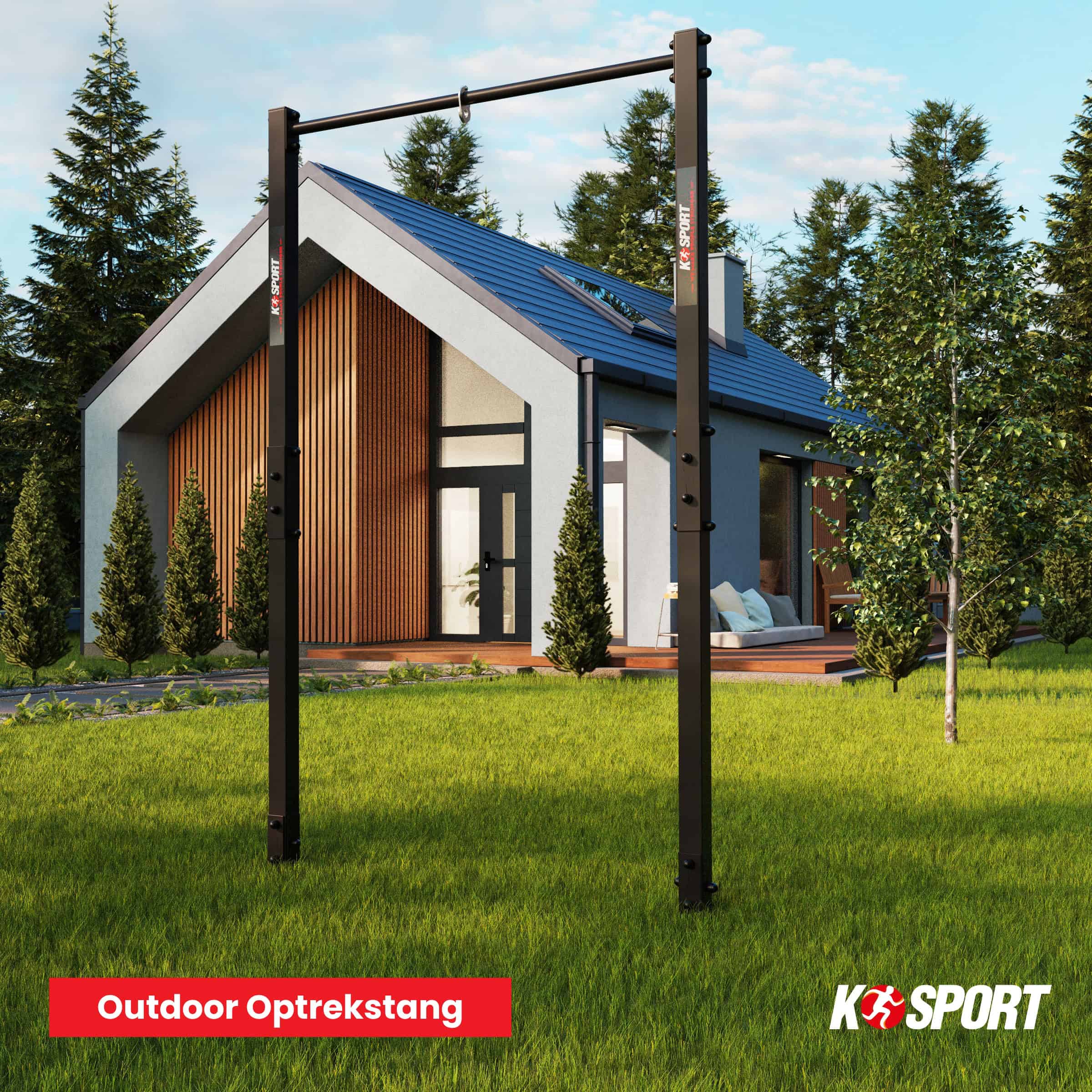 Outdoor optrekstang in de tuin voor Street Workout en calisthenics training