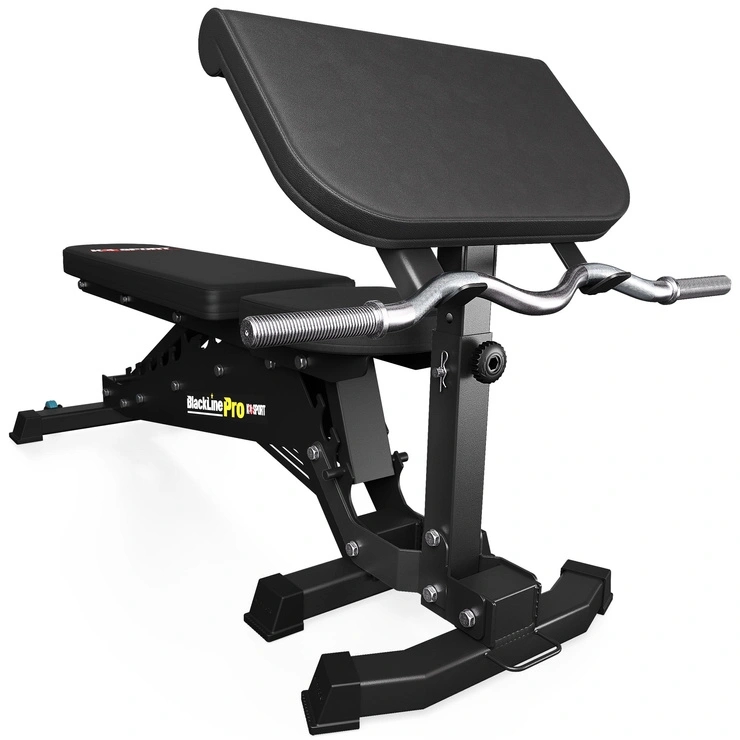 Scott curl-opzetstuk KSG040 op de verstelbare halterbank Profi met EZ-curlstang