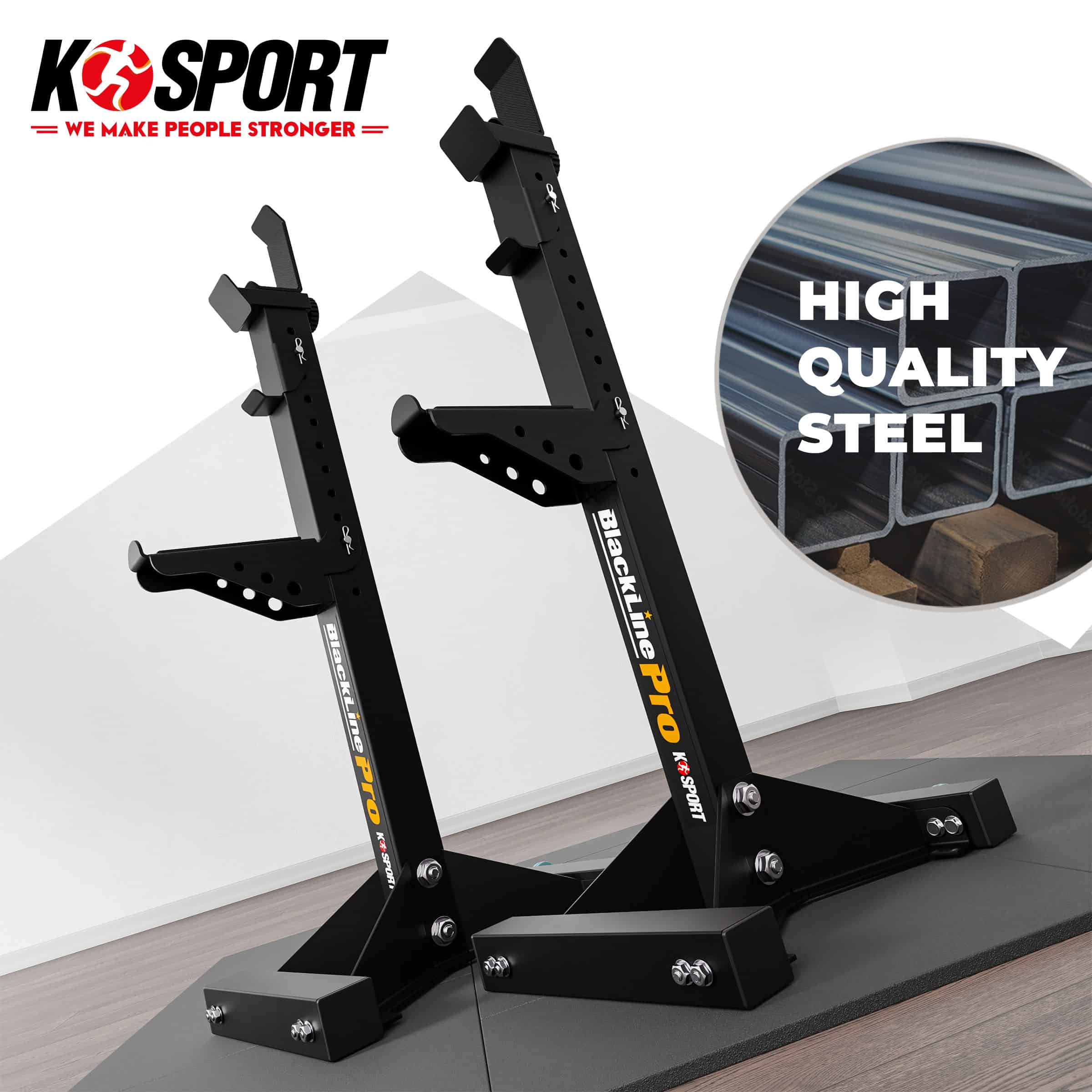 Soporte para barra ajustable Blackline Pro de acero de alta calidad – soporte independiente para home gym