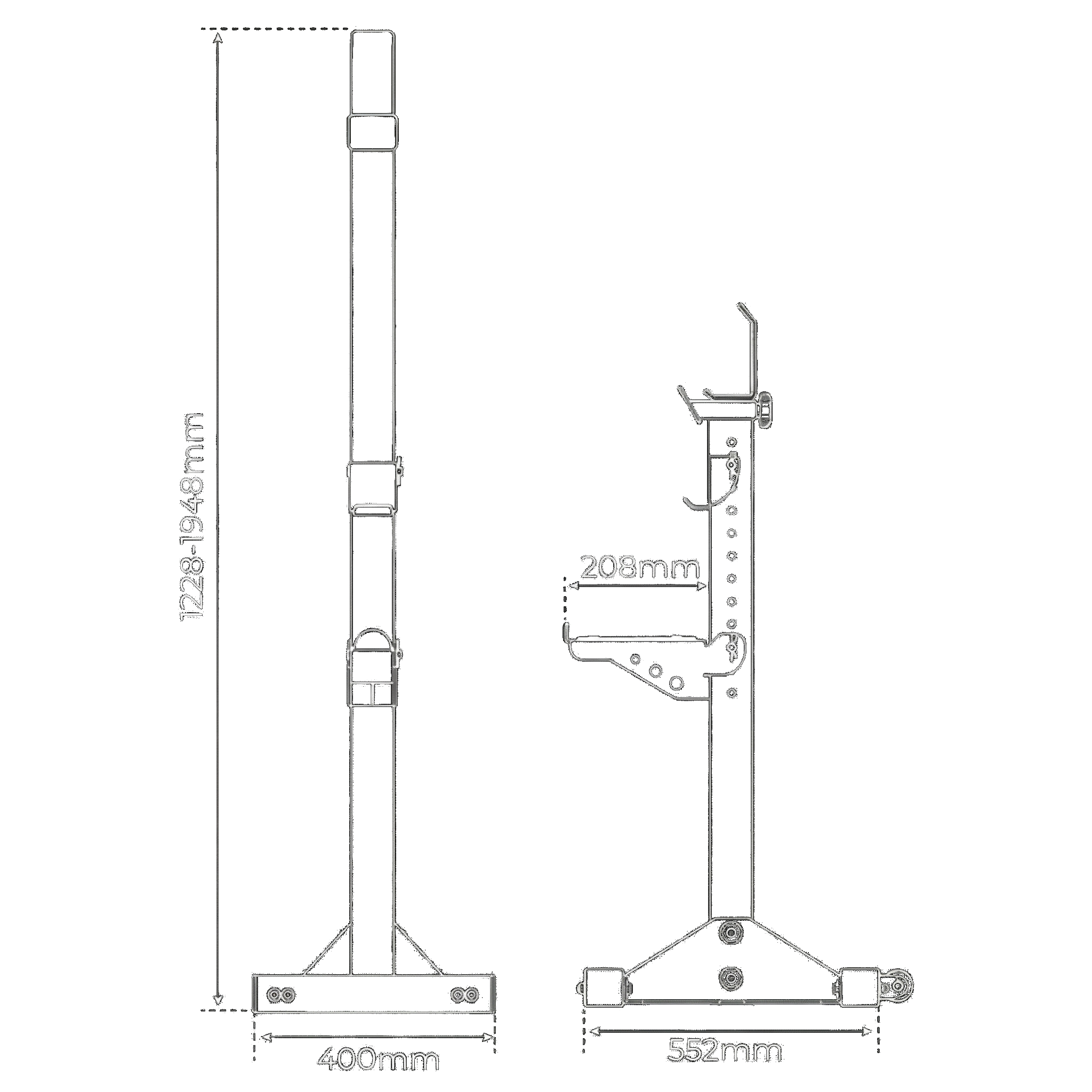 Datos técnicos - Soporte de barra ajustable y robusto