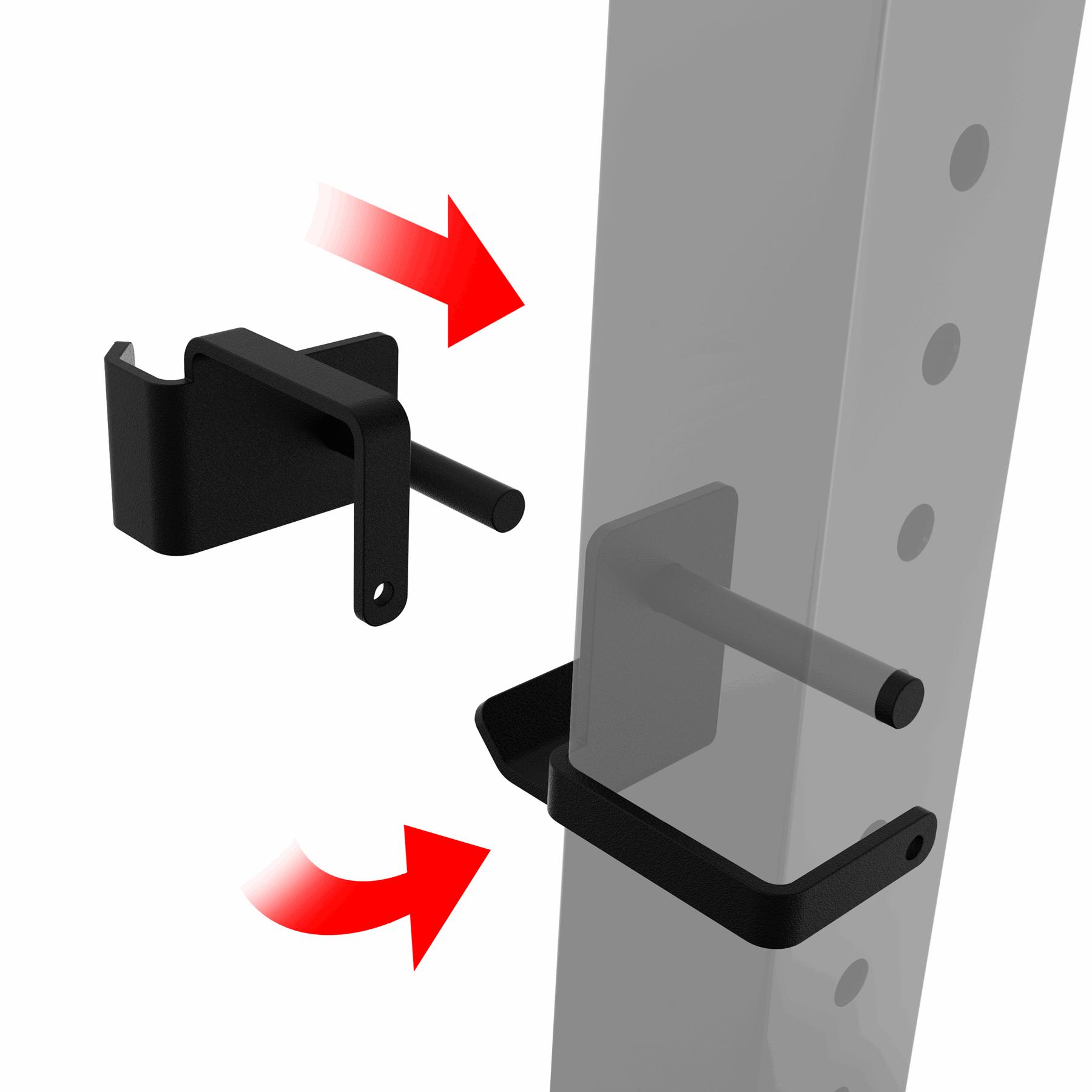 Montaje sencillo del soporte para barra Black Line Pro enganchado al Power Rack