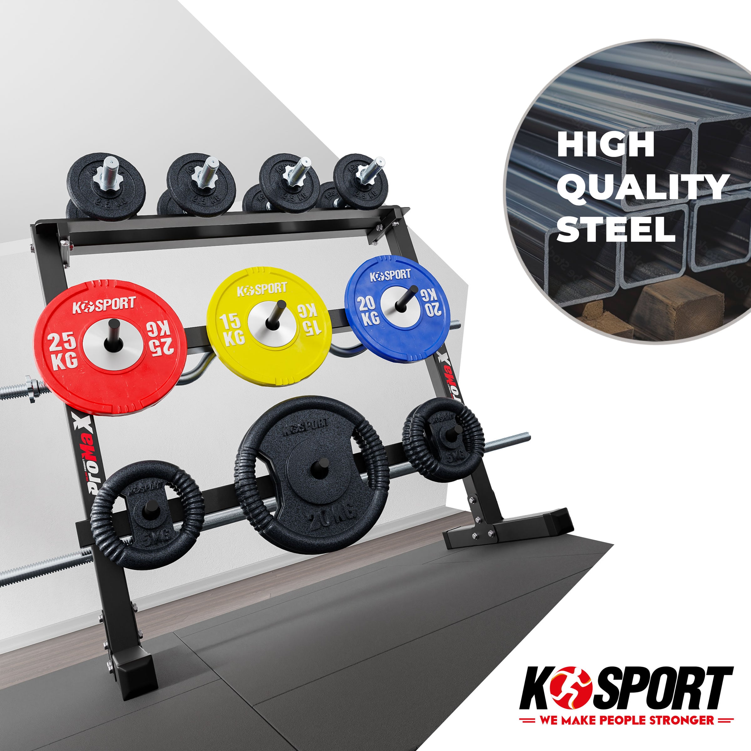 Support d'haltères en acier robuste pour haltères - 5 niveaux (capacité de 272,2 kg Support d'haltères en acier robuste pour haltères - 5 niveaux (capacité de 272,2 kg