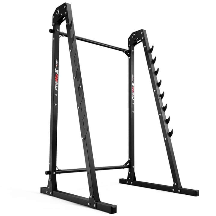 Squat rack multilivello in acciaio con barra per trazioni integrata per allenamento forza e home gym