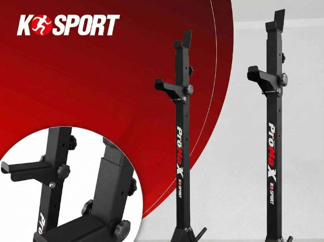 Supporto bilanciere K-Sport in combinazione con panca piana per una Home Gym professionale