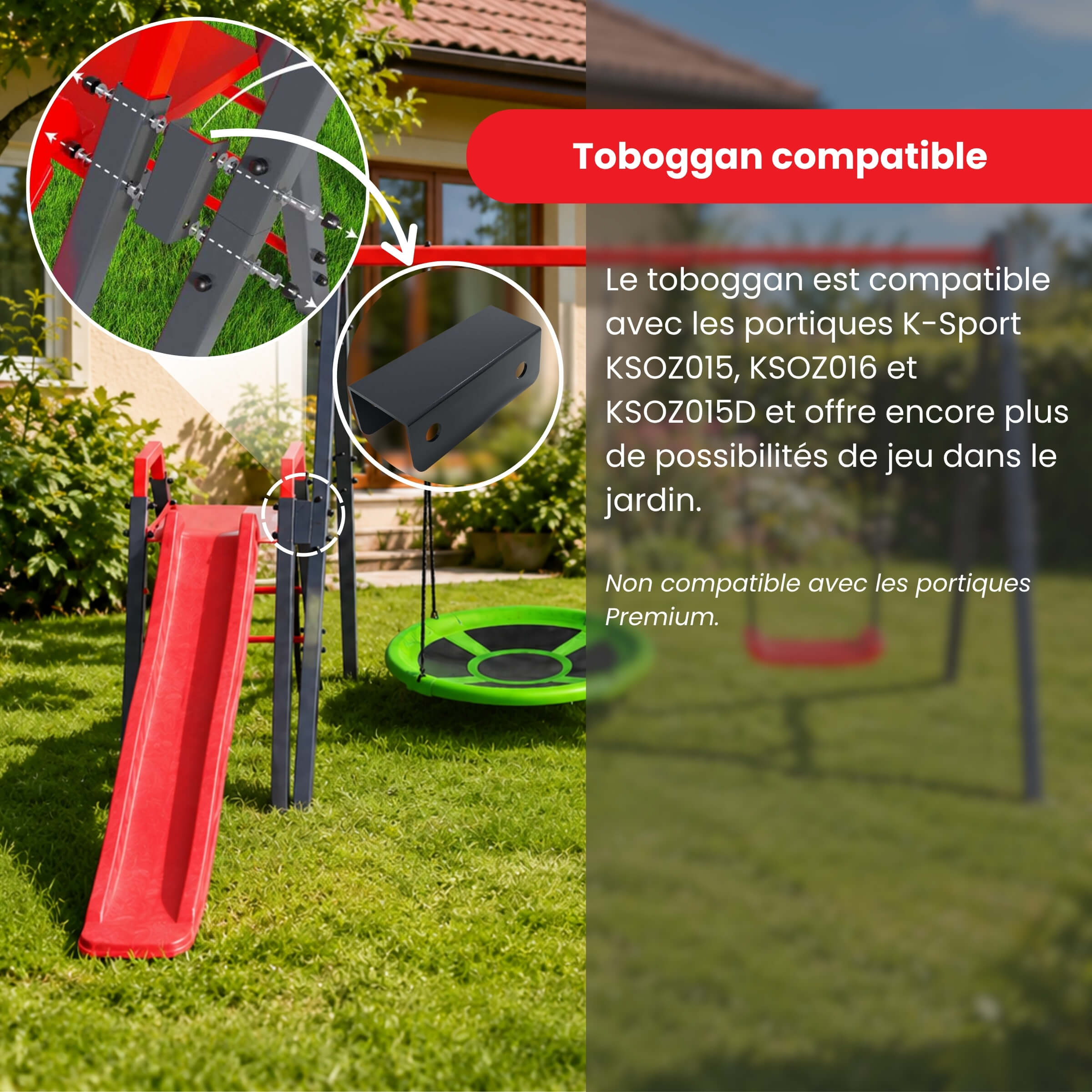 Toboggan pour enfant compatible avec les portiques K-Sport KSOZ015, KSOZ016 et KSOZ015D