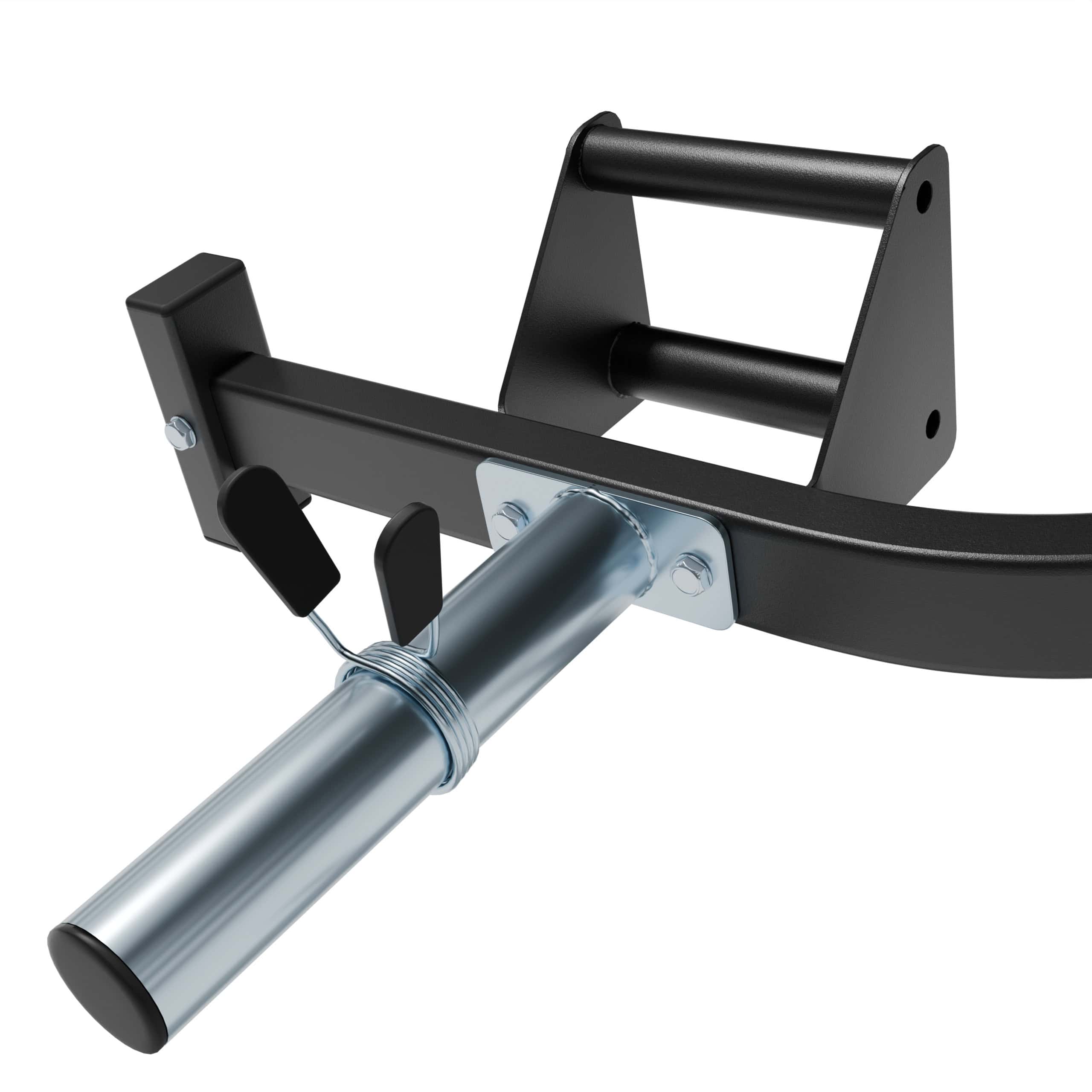 Close-up van de Trap Bar Hex Bar 142 cm – gedetailleerd zicht op de handgreep en de schijfopname