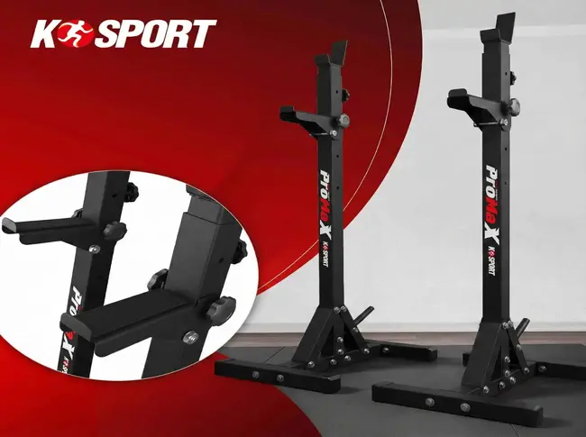 K-Sport Langhantelständer in Kombination mit Hantelbank für professionelles Homegym-Training