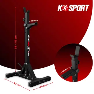 K-Sport höhenverstellbarer Langhantelständer mit Maßen und stabiler Bodenbasis für Krafttraining