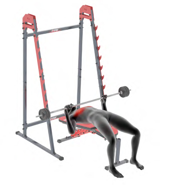 Dummy op haltersbank met halterstang - Negatief bankdrukken