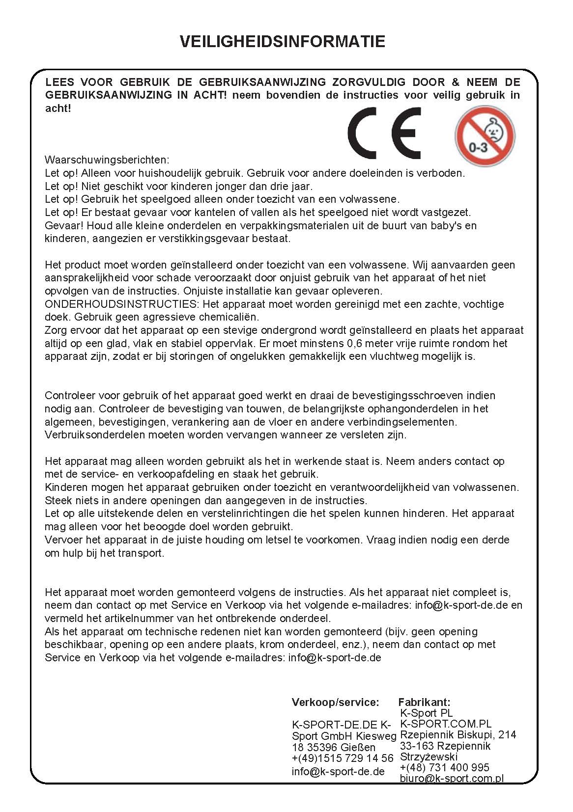 Veiligheidsinformatie voor schommels